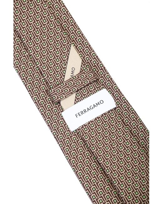 Ferragamo Multicolor Salvatore Pure Silk Twill Tie Decorated for men