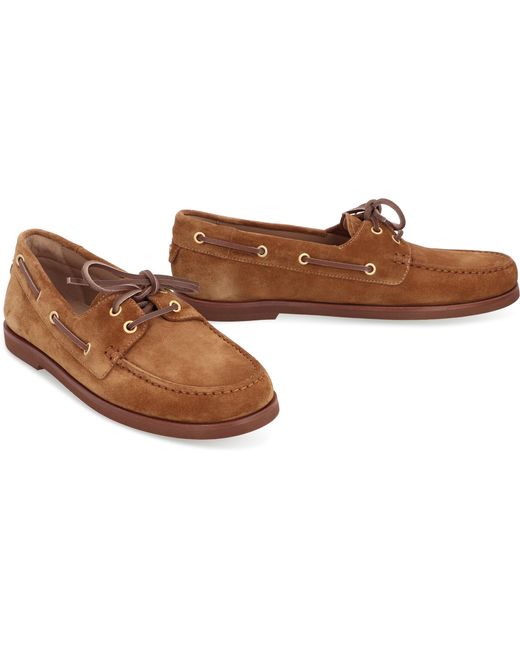 Gianvito Rossi Brown Vandée Boat Shoes Chamois Loafers