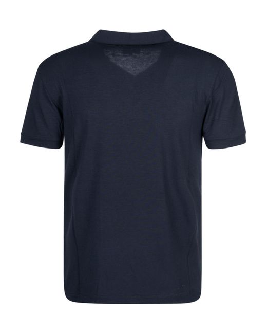 Giorgio Armani Blue Button-Less Collar Polo Shirt for men