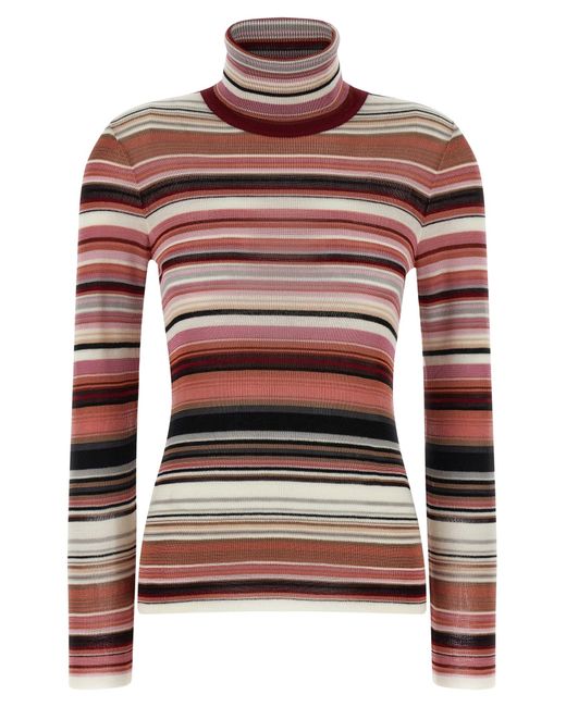 Missoni Red Striped-Turtleneck Sweater