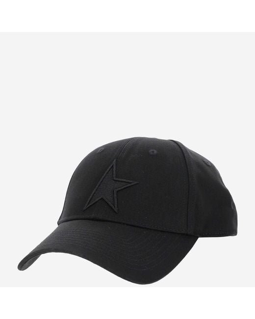 Golden Goose Deluxe Brand Black Cotton Hat With Embroidered Star