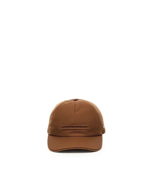 Zegna Brown Technical Fabric Baseball Hat for men