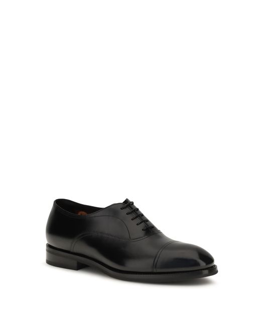 Santoni White Lace-Up Shoes Calfskin Leather for men