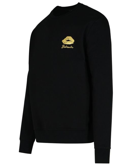 Balmain Black Kiss Cotton Sweatshirt for men