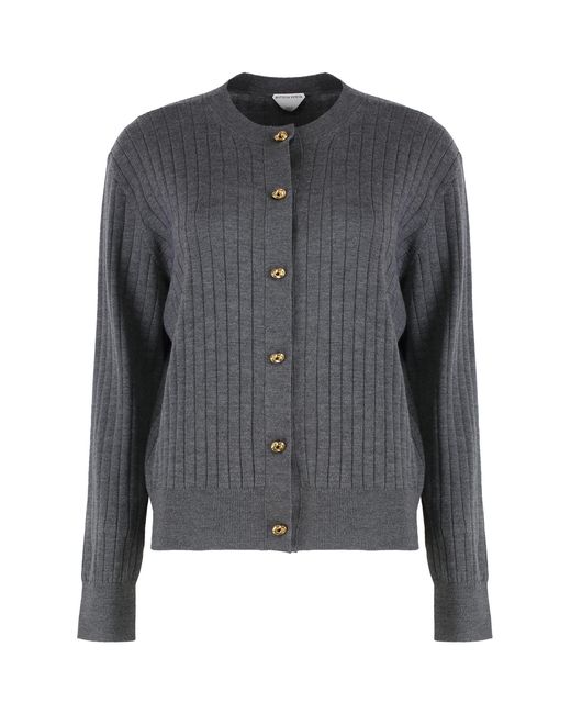 Bottega Veneta Gray Wool Cardigan Cardigans