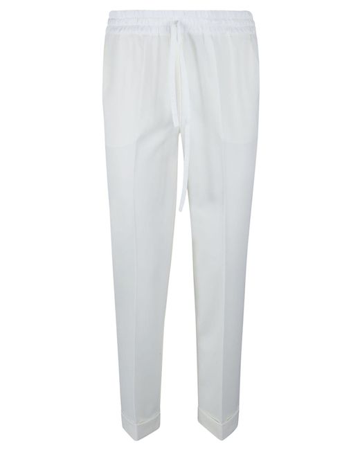 P.A.R.O.S.H. White Tapered Drawstring Trousers