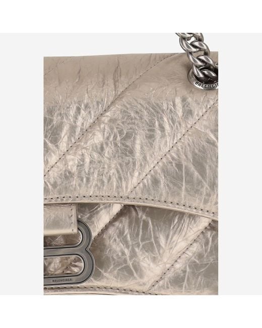 Balenciaga Metallic Small Quilted Crush Chain Bag