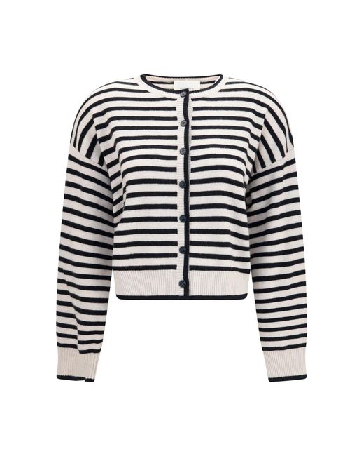 Lisa Yang Black Marit Striped Cardigan Kashmir/Capra Hircus