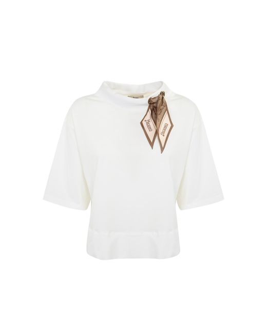 Herno White T-Shirt With Cotton Scarf
