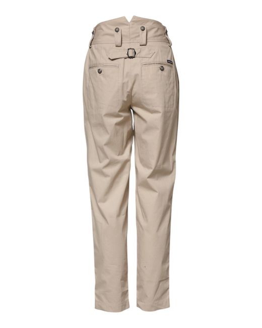 Dolce & Gabbana Natural Beige Cotton High Waisted Pants