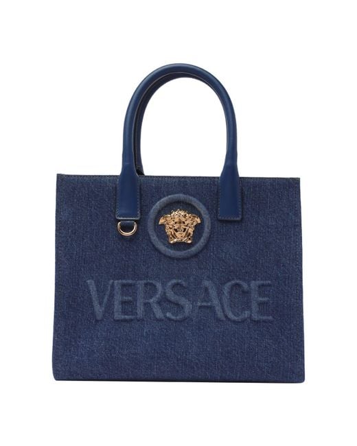 Versace Blue Small La Medusa Shopper
