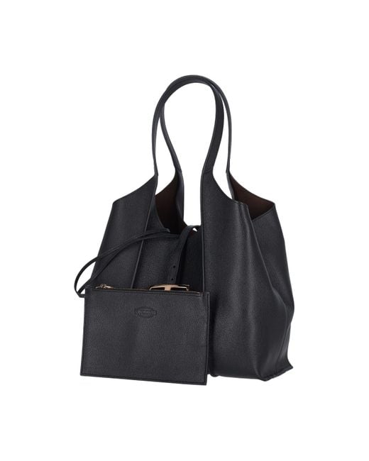 Tod's Black T-Timeless Small Tote Bag