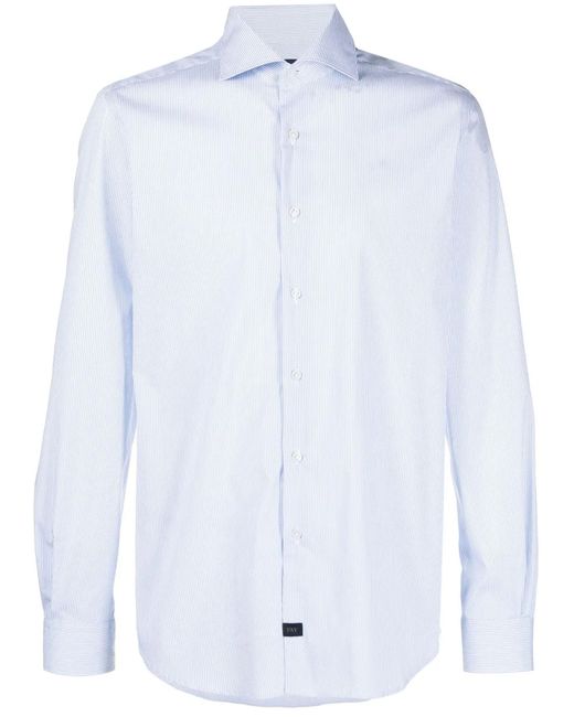 Fay White Cotton Striped Shirt for men