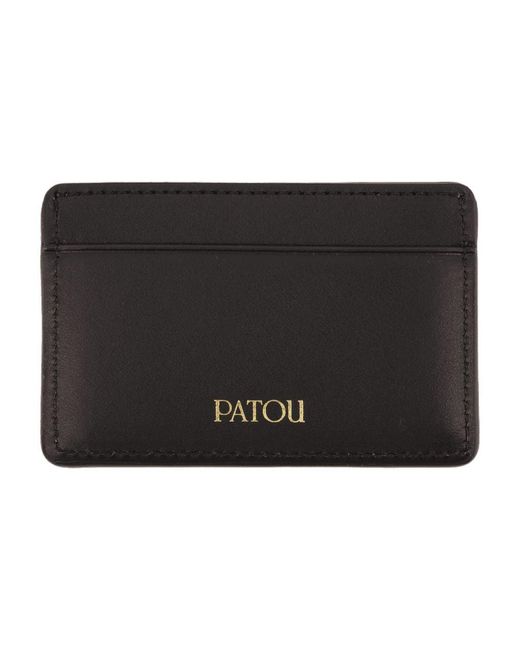 Patou Black Patou Calfskin Leather Card Case