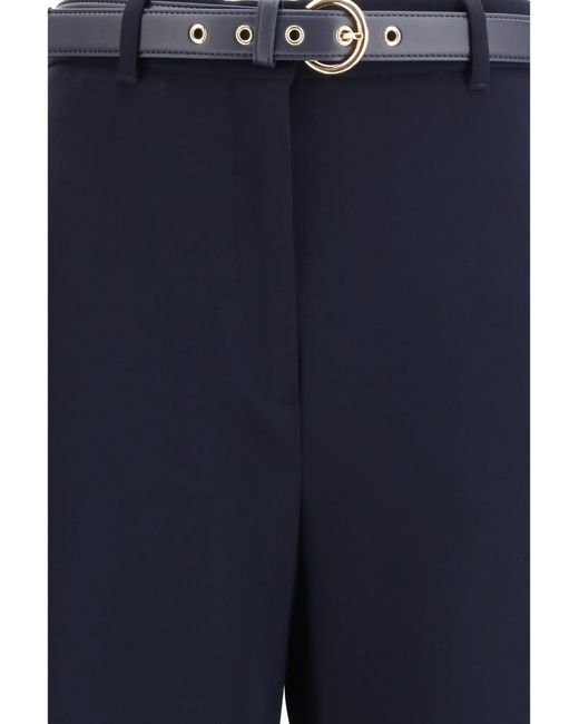 Max Mara Blue Elegant Pants With Belt Triacetate; Polyester