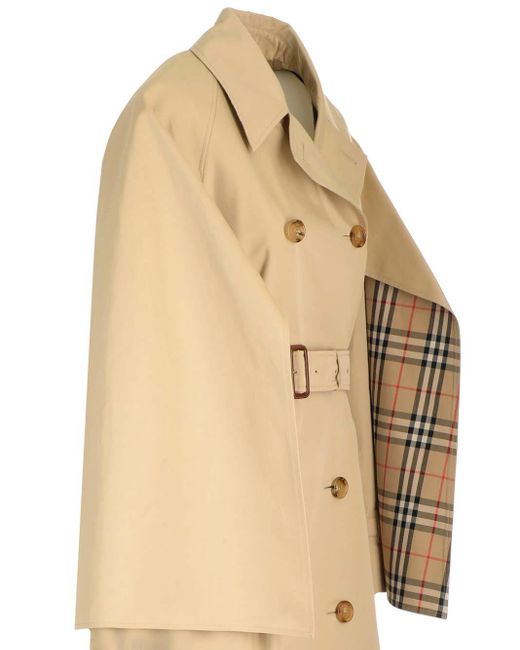 Burberry Natural Trench Coat With Cape Sleeves