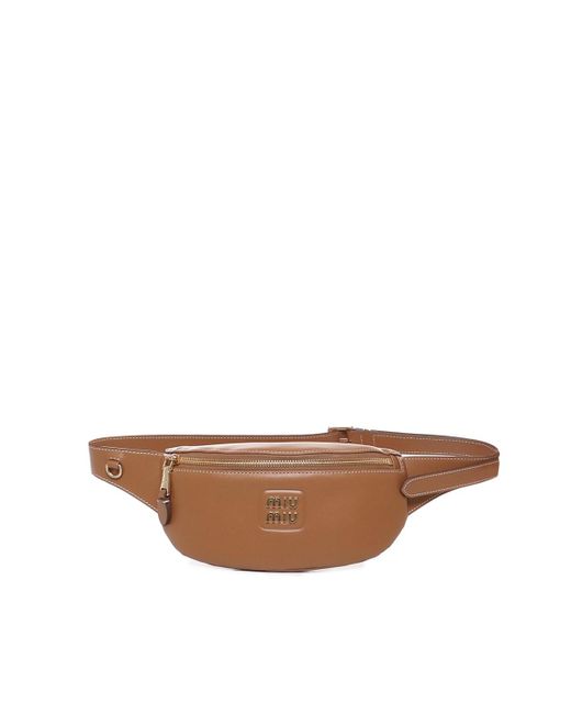 Miu Miu Brown Belt Bag In Calfskin