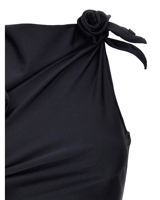 Coperni Black 'Asymmetric Flower' Mini Dress