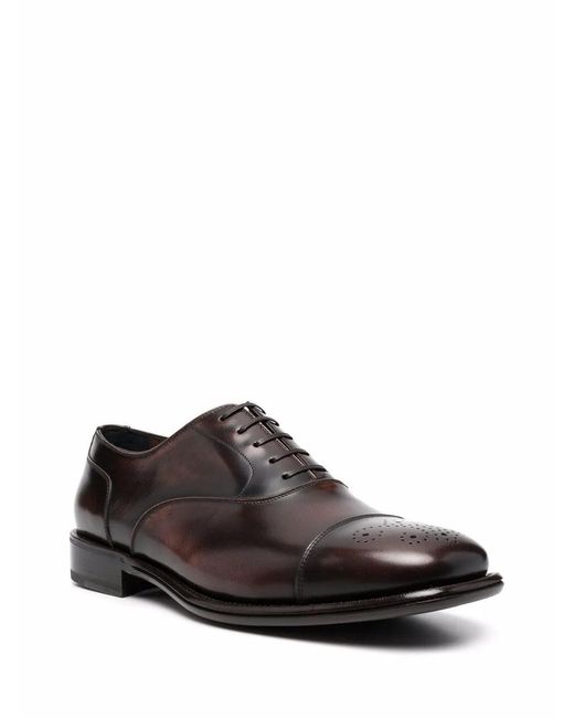 Ferragamo Black Ferragamo Perforated-Design Oxford Shoes for men
