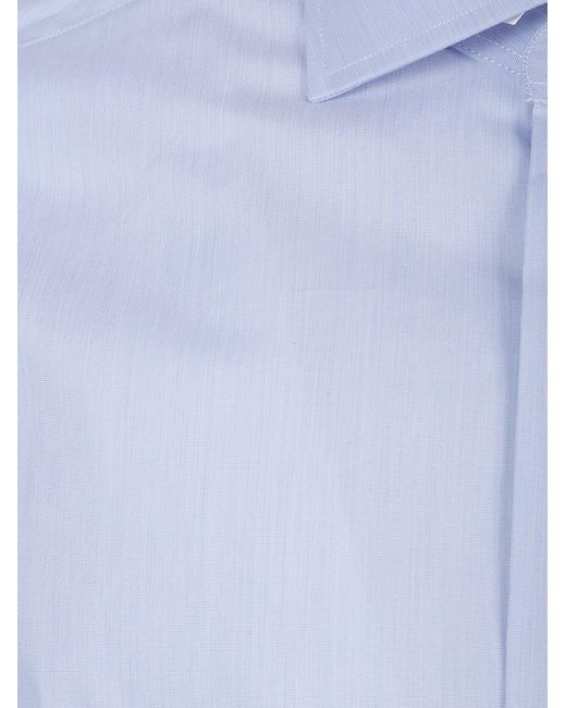 Barba Napoli Blue Long Sleeve Neck Shirt for men