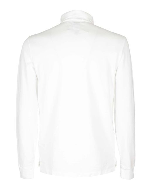 Ralph Lauren White Long-Sleeved Slim Fit Polo Shirt for men