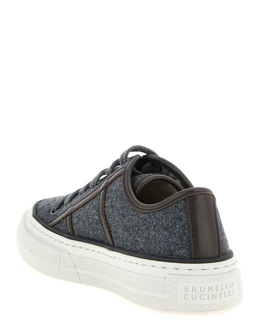 Brunello Cucinelli White 'Shiny Tab' Sneakers