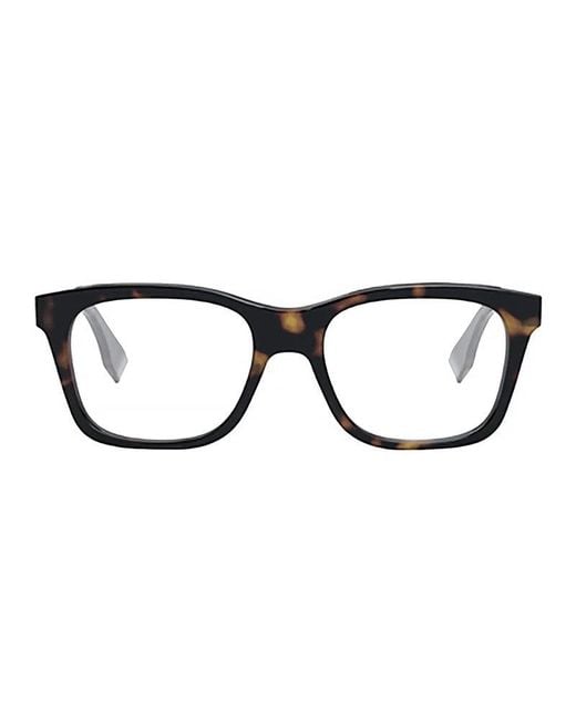 Fendi Black Eyeglasses Square Full Rim, Dark Havana Frame And Clear Demo Lenses Lens Fe50030I052 for men