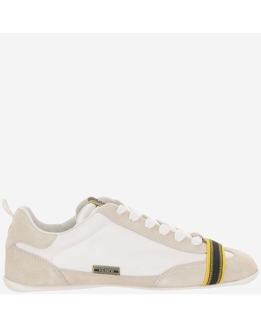 Fendi Metallic Sneakers Suede And Fabric Polyamide Trainers for men