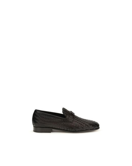 Ferragamo Black Brown Calf Leather Bos Taurus Slip for men