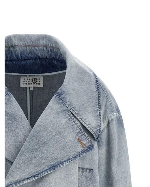 MM6 by Maison Margiela Blue Double-Breasted Jacket Cotton Down Jacket, Parka, Casual