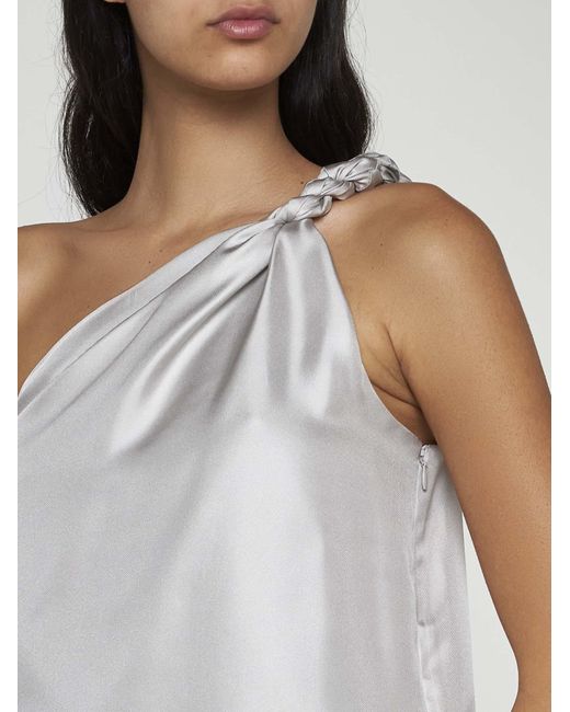 Loulou Studio Gray Adiran One-Shoulder Silk Top