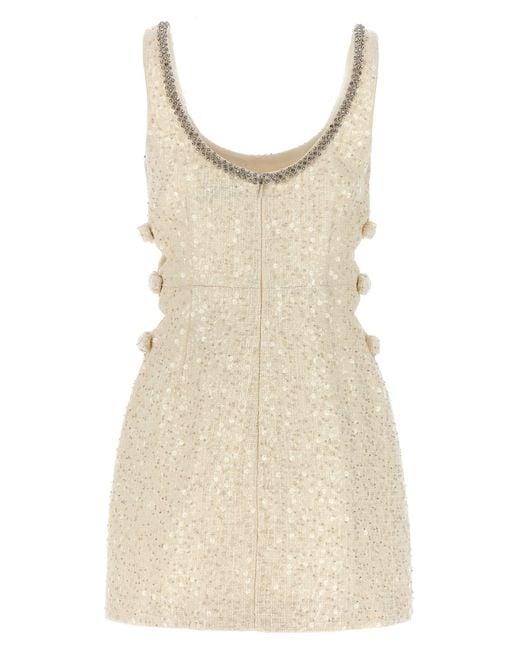 Self-Portrait Cream Boucle Cut Out Mini Dresses in Natural | Lyst