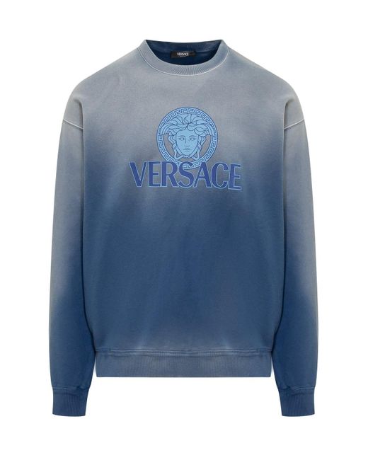 Versace Blue Shaded Medusa Sweatshirt for men