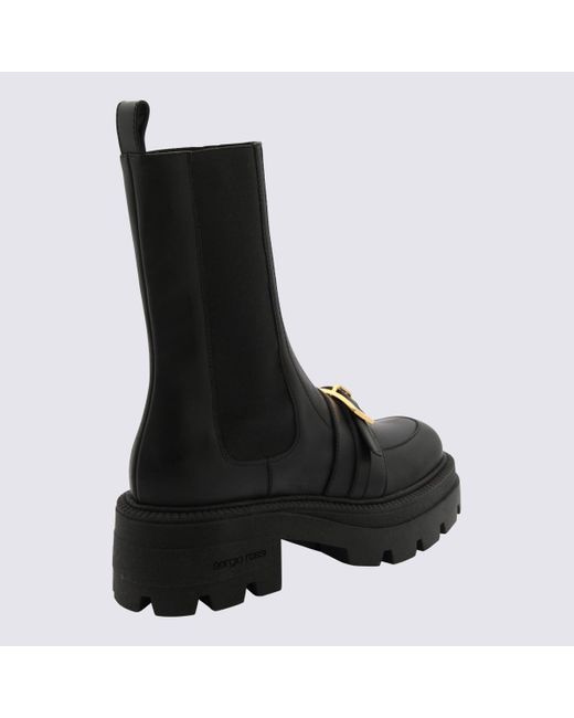 Sergio Rossi Black Leather Nora Boots