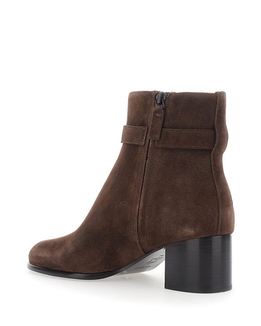 Tory Burch Brown Ankle Boots Romy Suede Calf Leather