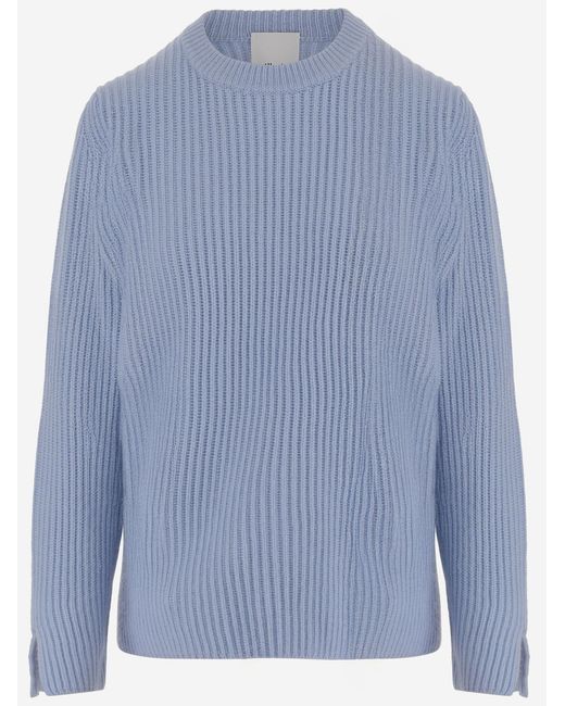 Allude Blue Wool And Cashmere Ribbed Sweater Virgin