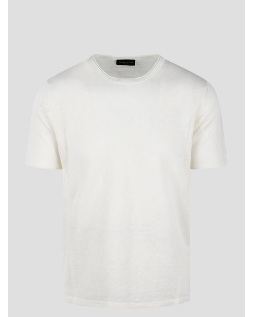 Roberto Collina White Linen Knit Short Sleeve T-Shirt for men