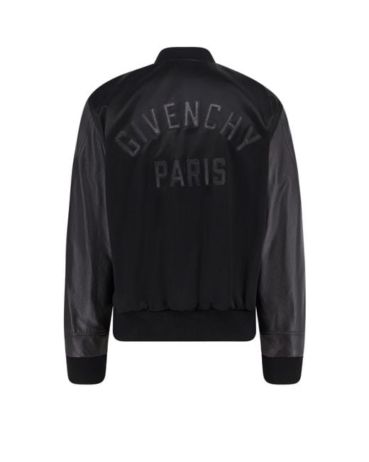 Givenchy Black Cotton And Nylon Jacket With Leather Sleeves for men
