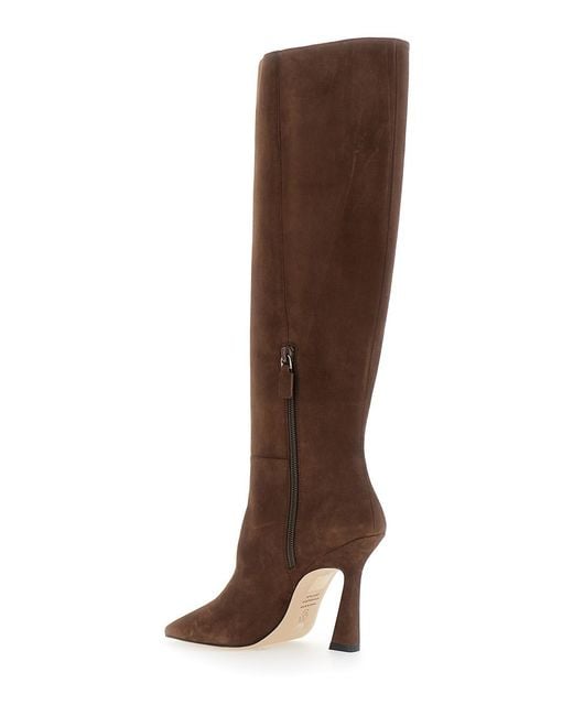 Stuart Weitzman Brown Boots Vinnie Zip 100 Leather