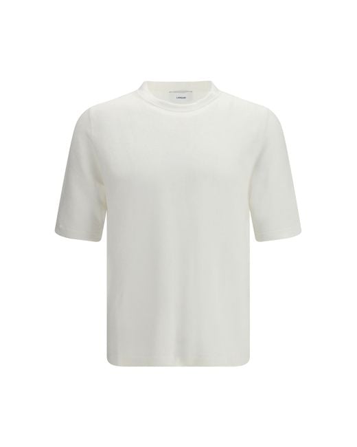 Lardini White Linen And Cotton Knit T-Shirt Linen; T-Shirts for men