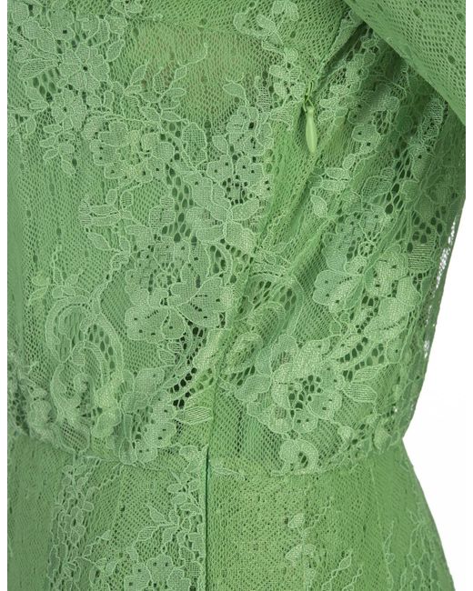 Ermanno Scervino Green Lace Dress With Long Sleeve And Collar Bow