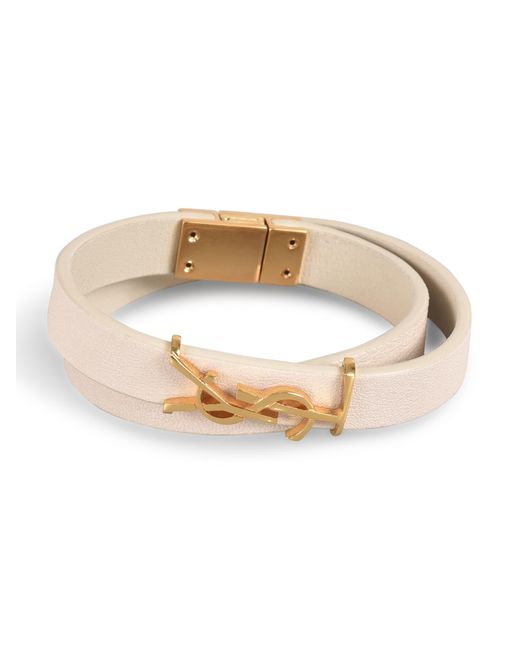 Saint Laurent Opyum Double Wrap Bracelet in White for Men Lyst