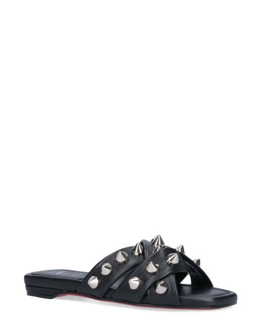 Christian Louboutin Black Stud Embellished Open Toe Sandals