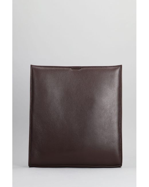 Jil Sander Gray Shoulder Bag In Brown Leather