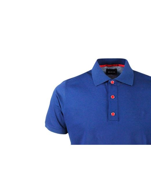 Kiton Blue Short-Sleeved Polo Shirt for men