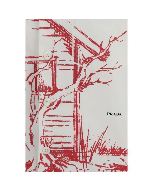 Prada Multicolor White Cotton Shirt for men