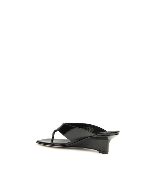 Stuart Weitzman Black Calf Leather Bos Taurus Wedge Sandals