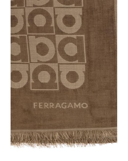Ferragamo Brown Scarf With Monogram for men
