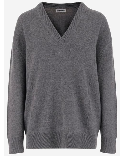 Jil Sander Gray Wool Blend Sweater