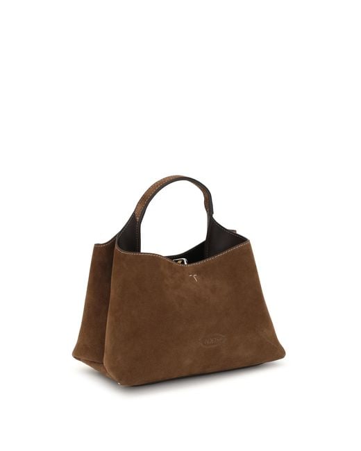 Tod's Brown Suede Handbag Calf Leather Bos Taurus Handbags